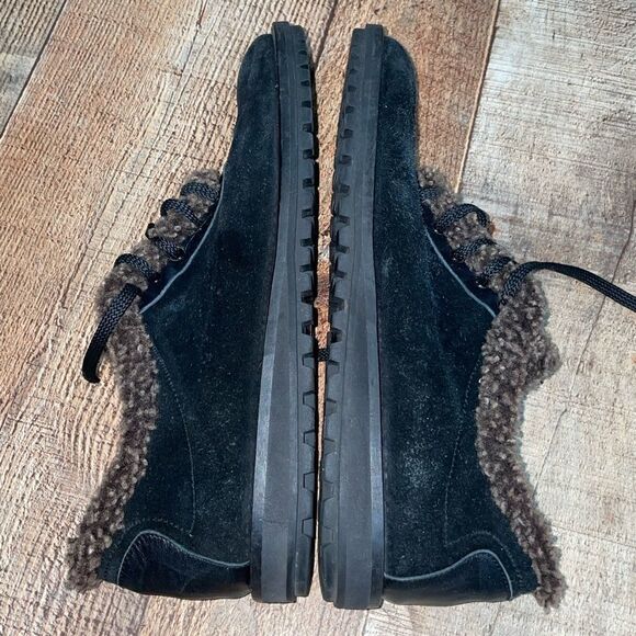 Stuart Weitzman Oxford Shoes Black Suede Faux Fur - Picture 6 of 13